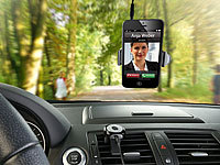 Callstel Micro-Freisprecher und iPhone-Fernbedienung fürs Auto; Freisprecheinrichtungen mit Bluetooth und Sprachassistenten, Freisprecheinrichtungen mit Bluetooth Freisprecheinrichtungen mit Bluetooth und Sprachassistenten, Freisprecheinrichtungen mit Bluetooth 