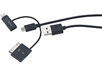 Callstel 3in1-Ladekabel, Micro-USB, 8-Pin, 30-Pin, Apple-zertifiziert