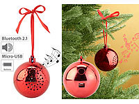 Callstel Christbaumkugel-Lautsprecher mit Bluetooth, rot; Weihnachtsbaumschmuck 