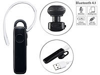 Callstel Kabelloses In-Ear-Mono-Headset mit Bluetooth 4.1 und Sprachansage; Freisprecheinrichtungen mit Bluetooth und Sprachassistenten, Freisprecheinrichtungen mit Bluetooth Freisprecheinrichtungen mit Bluetooth und Sprachassistenten, Freisprecheinrichtungen mit Bluetooth 