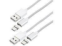 Callstel 2er-Set USB-Lade & Datenkabel, magnetischer USB-C-Stecker, 1 m, 2,1 A