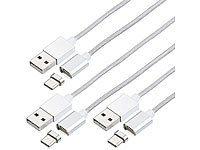 Callstel 3er-Set USB-Lade & Datenkabel, magnetischer USB-C-Stecker, 1 m, 2,1 A