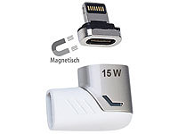Callstel Lightning-kompatibler 90°-USB-C-Schnell-Ladeadapter, magnetisch, 15 W