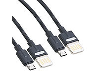 Callstel 2er-Set Lade & Datenkabel USB auf Micro-USB, zweiseitige Stecker, 1 m; Multi-USB-Kabel für USB A und C, Micro-USB und 8-PIN Multi-USB-Kabel für USB A und C, Micro-USB und 8-PIN Multi-USB-Kabel für USB A und C, Micro-USB und 8-PIN Multi-USB-Kabel für USB A und C, Micro-USB und 8-PIN 