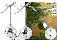 Callstel 2er-Set Christbaumkugel-Lautsprecher mit Bluetooth, silbern; Weihnachtsbaumschmuck Weihnachtsbaumschmuck 