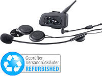 Callstel Motorrad-Intercom-Headset mit 1 km Reichweite (Versandrückläufer); Freisprecheinrichtungen mit Bluetooth und Sprachassistenten Freisprecheinrichtungen mit Bluetooth und Sprachassistenten 