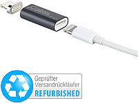 Callstel Lightning-Ladeadapter mit magnetischem Versandrückläufer; Multi-USB-Kabel für USB A und C, Micro-USB und 8-PIN 