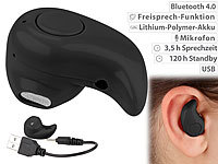 Callstel Winziges Akku-In-Ear-Headset mit One-Touch-Bedienung, Bluetooth 4.0; Freisprecheinrichtungen mit Bluetooth und Sprachassistenten, Freisprecheinrichtungen mit Bluetooth Freisprecheinrichtungen mit Bluetooth und Sprachassistenten, Freisprecheinrichtungen mit Bluetooth 