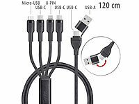 Callstel 8in1-Lade-/Datenkabel USB-C/A zu USB-C/Micro-USB/Lightning 60W, 120 cm;     