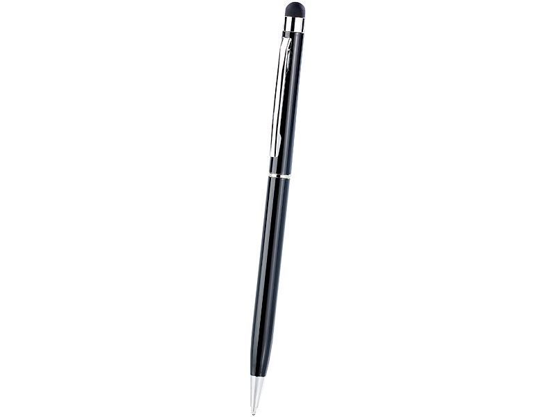 2 in 1 Deet® Stylus-Pen für Touchscreen mit Schwarzem Kugelschreiber Schwarz 