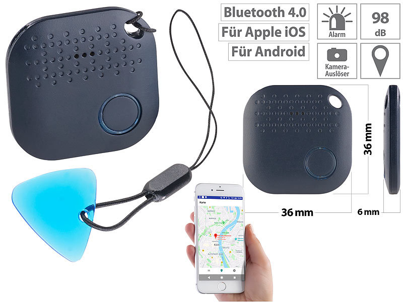 2er-Set 4in1-Mini-Schlüsselfinder mit Bluetooth Tracker App & GPS-Ortung 