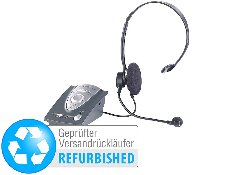 Callstel Profi-Telefon-Headset inklusive Connector-Box für Festnetz-Telefone