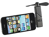 Callstel Mini-Ventilator für iPhone & iPod touch mit Dock-Connector, 30-polig; USB- & Micro-USB-Ventilatoren USB- & Micro-USB-Ventilatoren USB- & Micro-USB-Ventilatoren 