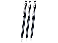 Callstel 3er-Set 2in1-Kugelschreiber und Touchscreen-Stift, extra-dünn, schwarz;     