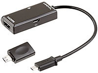 Callstel MHL-Adapter mit Full HD und Fernbedienung; Multi-USB-Kabel für USB A und C, Micro-USB und 8-PIN Multi-USB-Kabel für USB A und C, Micro-USB und 8-PIN 