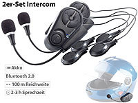 Callstel Motorrad-Intercom-Freisprecheinrichtung mit Bluetooth, 100 m, 2er-Set; Freisprecheinrichtungen mit Bluetooth und Sprachassistenten Freisprecheinrichtungen mit Bluetooth und Sprachassistenten 