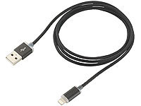 Callstel Iphone Ladekabel mit Ladestandsanzeige schw., Apple-zertifiziert 1m; Micro-USB-Kabel, verdrehsicher Micro-USB-Kabel, verdrehsicher 