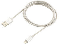 Callstel Iphone Ladekabel mit Ladestandsanzeige, silber, Apple-zertifiziert 1m; Micro-USB-Kabel, verdrehsicher Micro-USB-Kabel, verdrehsicher 
