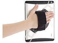 Callstel 2in1-Tablet-Halterung mit Handschlaufe & Ständer für Tablets 7  11,9"