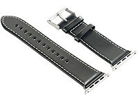 Callstel Glattleder-Armband für Apple Watch 42 mm, schwarz