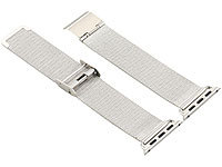 Callstel Milanaise-Armband für Apple Watch 42 mm, Edelstahl, silbern; Apple Watch Armbandadapter 