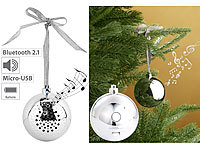 Callstel Christbaumkugel-Lautsprecher mit Bluetooth, silbern; Weihnachtsbaumschmuck 