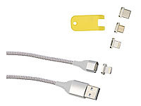 Callstel USB-Kabel mit magnetischem Lightning-/Micro-USB-/Typ-C-Stecker, 1 m;     