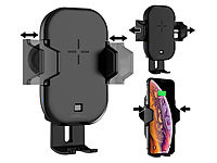 Callstel Qi-Smartphone-Ladehalter für Kfz-Lüftungsgitter, Automatik-Klemme, 15W; Fahrrad-Halterungen für iPhones & Smartphones, Schwanenhals-Kfz-Halterungen mit USB-Ladefunktion Fahrrad-Halterungen für iPhones & Smartphones, Schwanenhals-Kfz-Halterungen mit USB-Ladefunktion Fahrrad-Halterungen für iPhones & Smartphones, Schwanenhals-Kfz-Halterungen mit USB-Ladefunktion 
