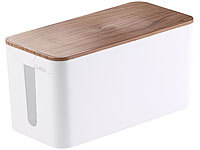 Callstel Kabelbox klein, 23 x 11,5 x 12 cm, Nussbaum-Holzoptik mit Gummifüßen