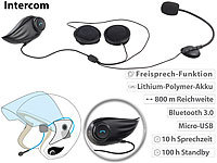 Callstel Freisprecheinrichtung für Motorrad-Helme mit Bluetooth, 800 m Intercom; Freisprecheinrichtungen mit Bluetooth und Sprachassistenten Freisprecheinrichtungen mit Bluetooth und Sprachassistenten 