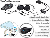Callstel Freisprecheinrichtung mit Bluetooth für Motorrad-Helme, 800 m, 2er-Set; Freisprecheinrichtungen mit Bluetooth und Sprachassistenten Freisprecheinrichtungen mit Bluetooth und Sprachassistenten 