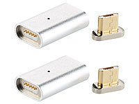 Callstel Magnetischer Micro-USB-Adapter für Lade & Datenkabel, silber, 2er-Set;    