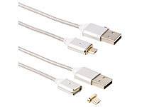 Callstel USB-Lade & Datenkabel mit magnetischem Micro-USB-Stecker, 1m, 2er-Set