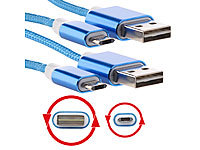 Callstel 2er-Set Lade-/Datenkabel Micro-USB mit beidseitigen Steckern, 100 cm;     