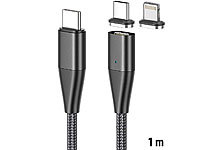 Callstel Magnetisches USB-C-Schnell-Ladekabel auf Typ C & 1 m, 3 A;     