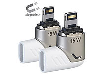 Callstel 2er-Set Lightning-kompatibler 90°-USB-C-Schnell-Ladeadapter,magnetisch; Magnetische Micro-USB-Adapter 
