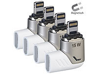 Callstel 4er-Set Lightning-kompatibler 90°-USB-C-Schnell-Ladeadapter,magnetisch; Magnetische Micro-USB-Adapter Magnetische Micro-USB-Adapter 