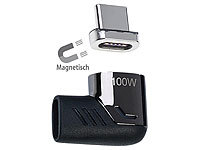 Callstel 90°-USB-C-Schnell-Ladeadapter mit Magnet-Stecker, PD bis 100 Watt; Multi-USB-Kabel für USB A und C, Micro-USB und 8-PIN 