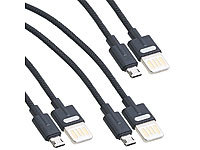 Callstel 3er-Set Lade & Datenkabel USB auf Micro-USB, zweiseitige Stecker, 1 m;     