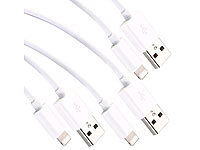 Callstel 3er -Set Daten & Ladekabel ab iPhone 5, Apple-zertifiziert, 100 cm; Micro-USB-Kabel, verdrehsicher Micro-USB-Kabel, verdrehsicher Micro-USB-Kabel, verdrehsicher 