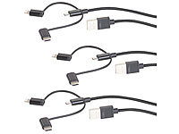 Callstel 3er-Set Ladekabel für Micro-USB, USB-C, MFI, 100 cm, 2,1 A