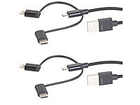 Callstel 2er-Set Ladekabel für Micro-USB, USB-C, MFI, 100 cm, 2,1 A