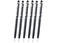 Callstel 6er-Set 2in1-Kugelschreiber und Touchscreen-Stift, extra-dünn, schwarz;     