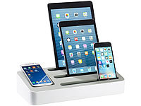 Callstel 4in1-Universal-Ladeständer für Tablets und Smartphones; Qi-kompatible Induktions-Ladegeräte Qi-kompatible Induktions-Ladegeräte 