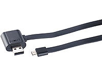 Callstel Micro-USB-Lade & Daten-Flachkabel mit durchgeschleiftem USB-Port, OTG