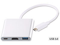 Callstel USB-C-Multiport-Adapter auf USB-A & HDMI-Port, USB Power Delivery;     