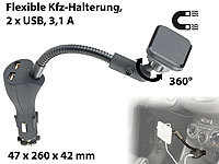 Callstel Flexible Kfz-Magnet-Halterung mit 2 USB-Ports für Smartphones, 3,1 A; KFZ Halterungen für Samsung Smartphones KFZ Halterungen für Samsung Smartphones 