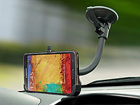 Callstel Schwanenhals-Halterung mit starkem Saugfuß für Samsung Note 3; Schwanenhals-Kfz-Halterungen mit USB-Ladefunktion, Fahrrad-Halterungen für iPhones & Smartphones Schwanenhals-Kfz-Halterungen mit USB-Ladefunktion, Fahrrad-Halterungen für iPhones & Smartphones 