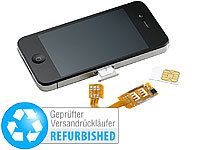 Callstel Dual-SIM-Adapter für iPhone 4/4s, für 2 SIM-Karten (Versandrückläufer); Qi-kompatible Receiver-Pads 