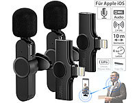 Callstel 2er-Set Mini-Funkmikrofone für iPhone & iPad, 2,4 GHz, 48 kHz; Sportmützen mit Bluetooth-Headsets (On-Ear), In-Ear-Mono-Headsets mit Bluetooth Sportmützen mit Bluetooth-Headsets (On-Ear), In-Ear-Mono-Headsets mit Bluetooth 